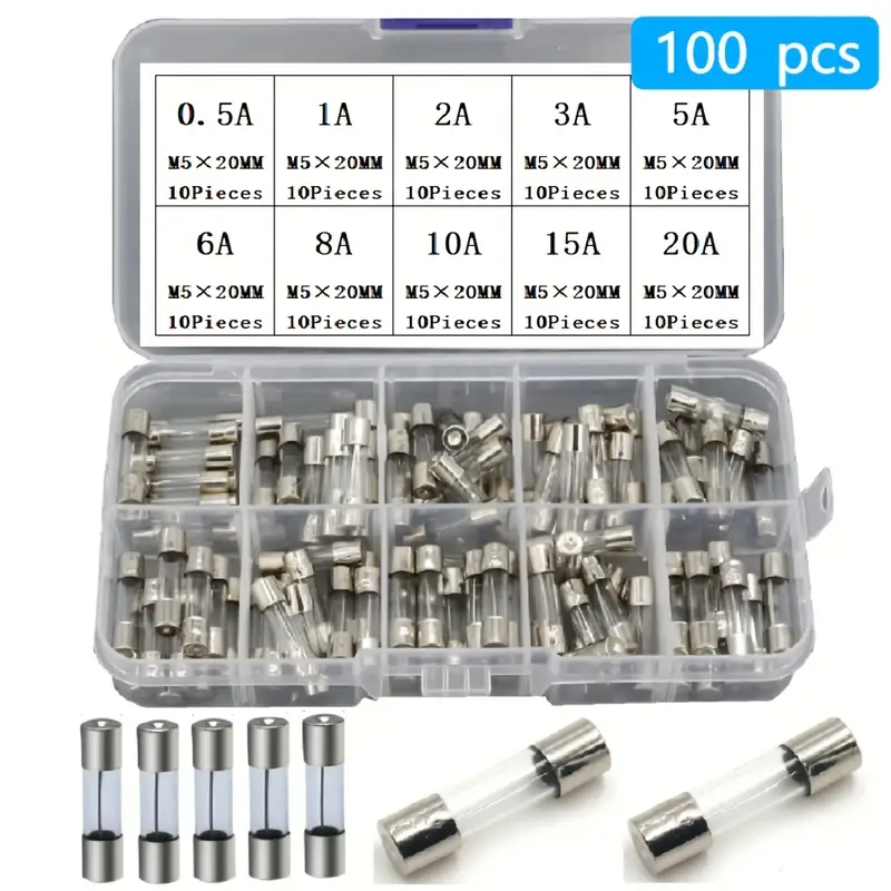 100 Piece Fast Blow Glass Fuse Kit