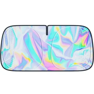 1pc Titanium Silver Alloy Laser Sunshade for Car Windshield