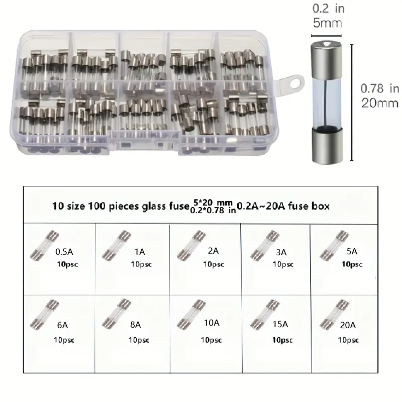 100 Piece Fast Blow Glass Fuse Kit - Image 3
